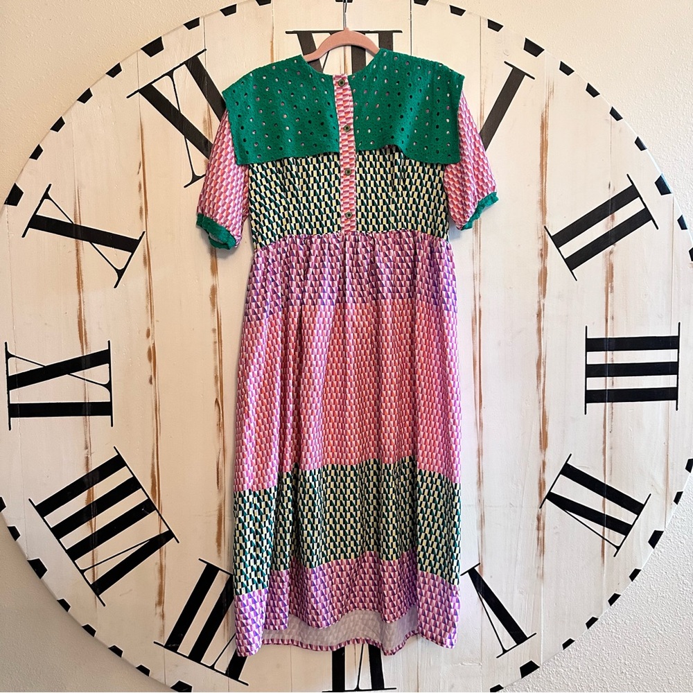 Pink & Green Retro Lace Dress